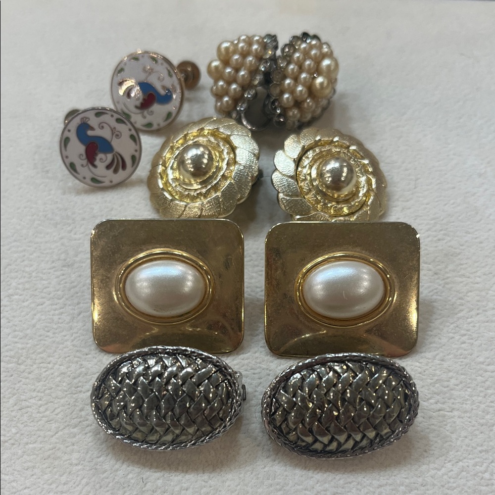 Chic Gold and Silver Pearl Earrings Collection Vintage. 2607